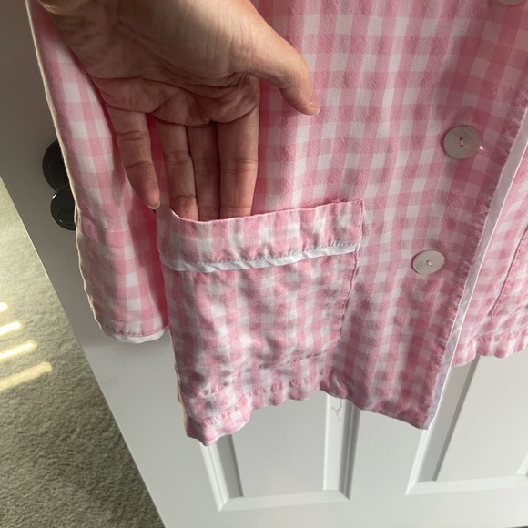 SLEEPER Party Pajama Set Top in Pink White Gingham Peter Pan (Top Only) LARGE - Picture 8 of 12